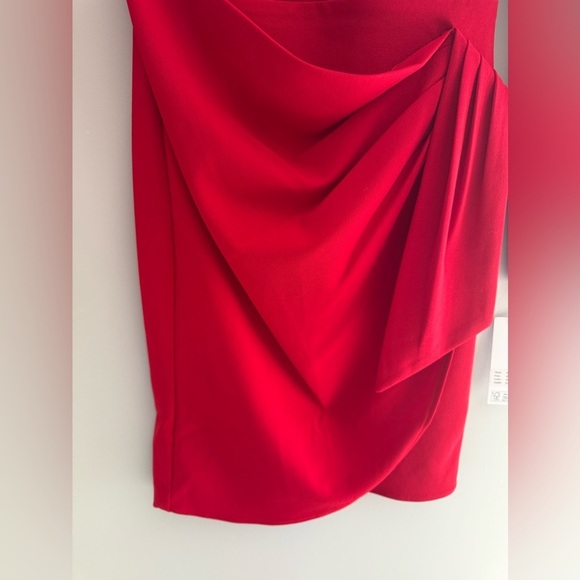 DKNY Womens Red Draped Ruched Sheath Long Sleeve Knee Length Wrap New Dress 2P - Picture 4 of 10